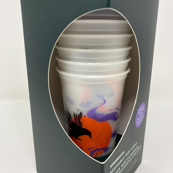 Starbucks Reusable 6 Hot Cups 16 fl oz Glow in the Dark - Picture 2 of 4